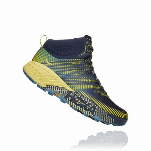 Hoka One One SPEEDGOAT MID 2 GORE-TEX Vegan Shoes For Men India Navy/Green IN-1703